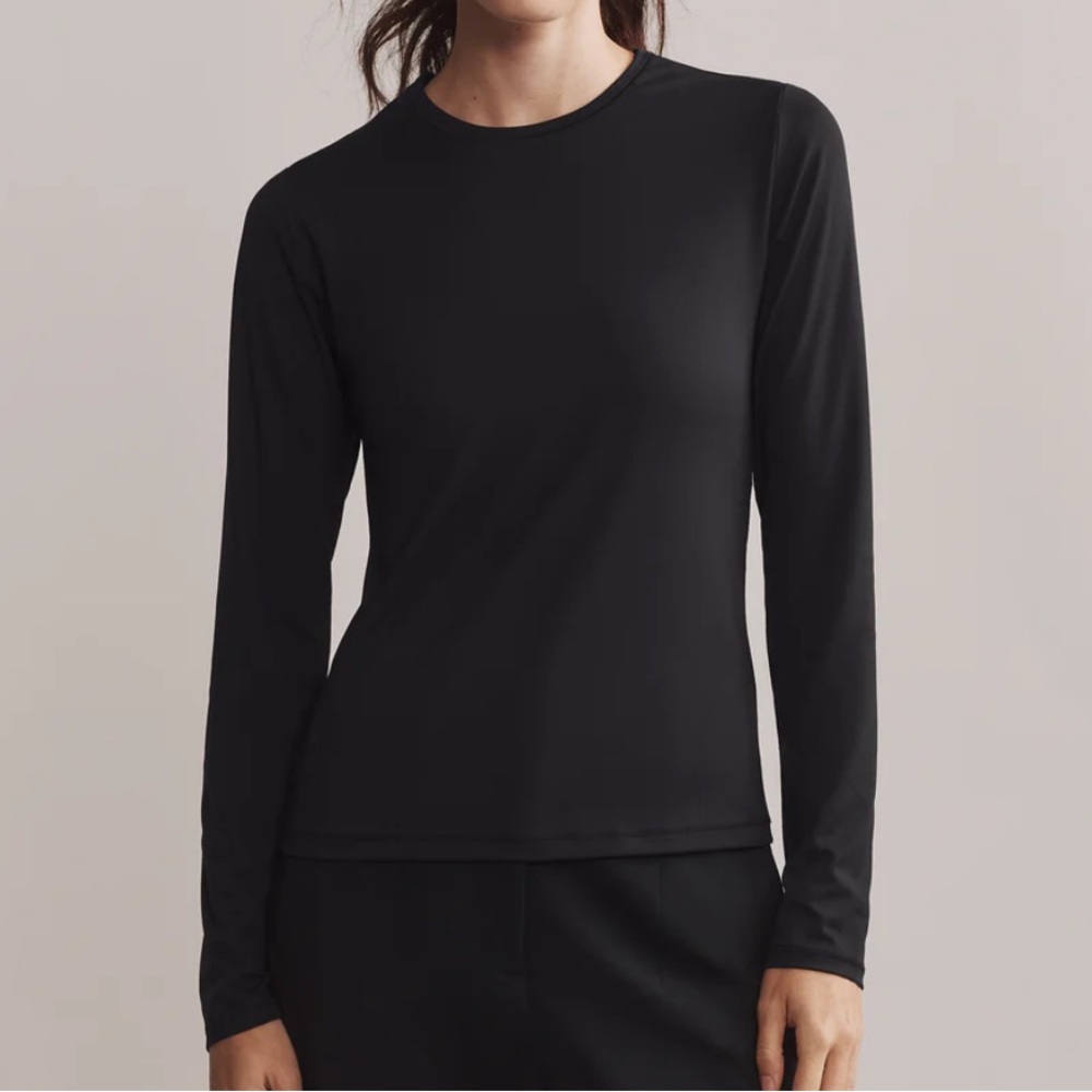 NWT Rhone Black Modern Ribbed Long Sleeve Tee Top